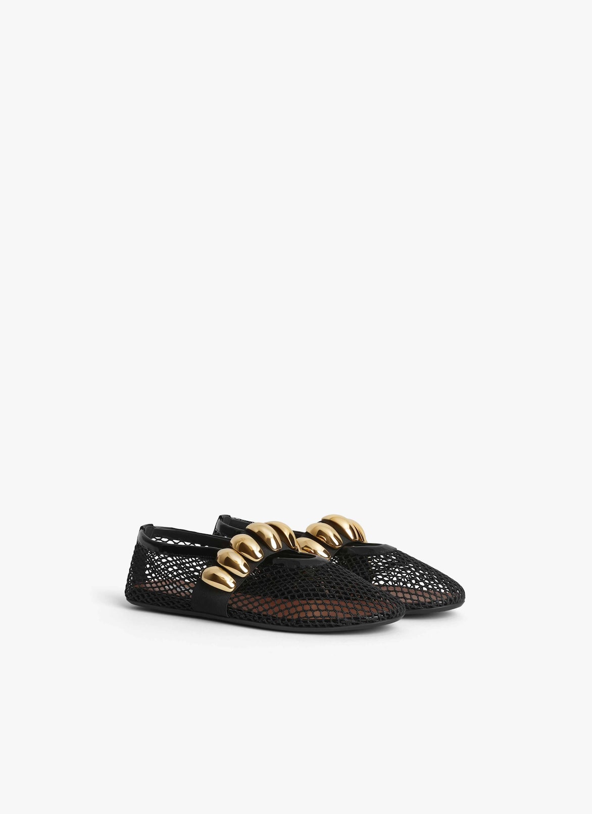 JEWEL BALLET FLATS IN FISHNET ALAÏA BLACK JEWEL BALLET FLATS IN FISHNET